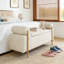 Banc de rangement en velours avec accoudoirs cylindriques et pieds en fer-94184797
