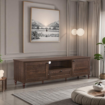 Parthenia 70Wide Rustic Country TV Stand With 2 Doors, 1 Drawer, And Solid Wood Legs by Lark Manor