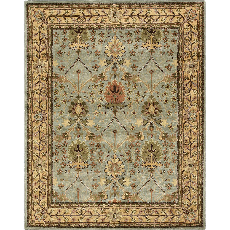 Morris Blue Hand Tufted Wool Traditional Oriental Area Rug, Rectangle 4' x 6'