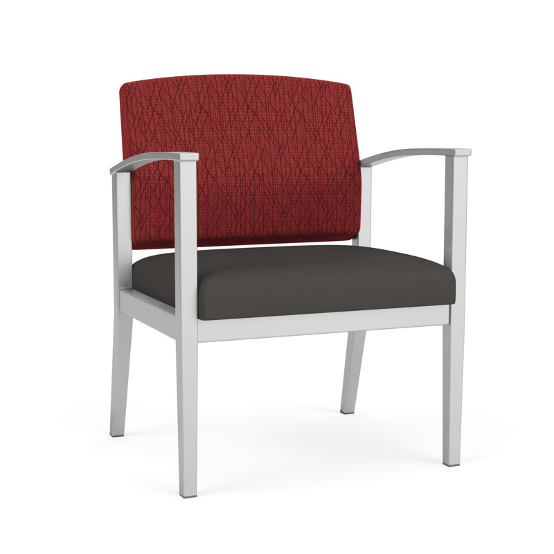 Chaise d'invité en acier Amherst, Vinyle bleu Patriot Plus Imperial, Argent