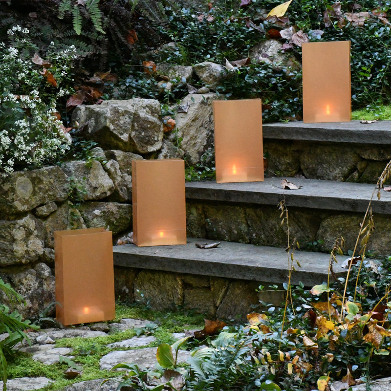 Battery Operated Luminaria Kit with Timer, Tan