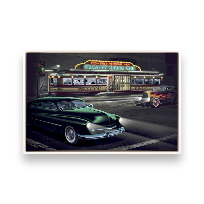 Midnight At Mickey’S, H 32,75 po x l 48,75 po, Cadre flottant, Blanc opaque