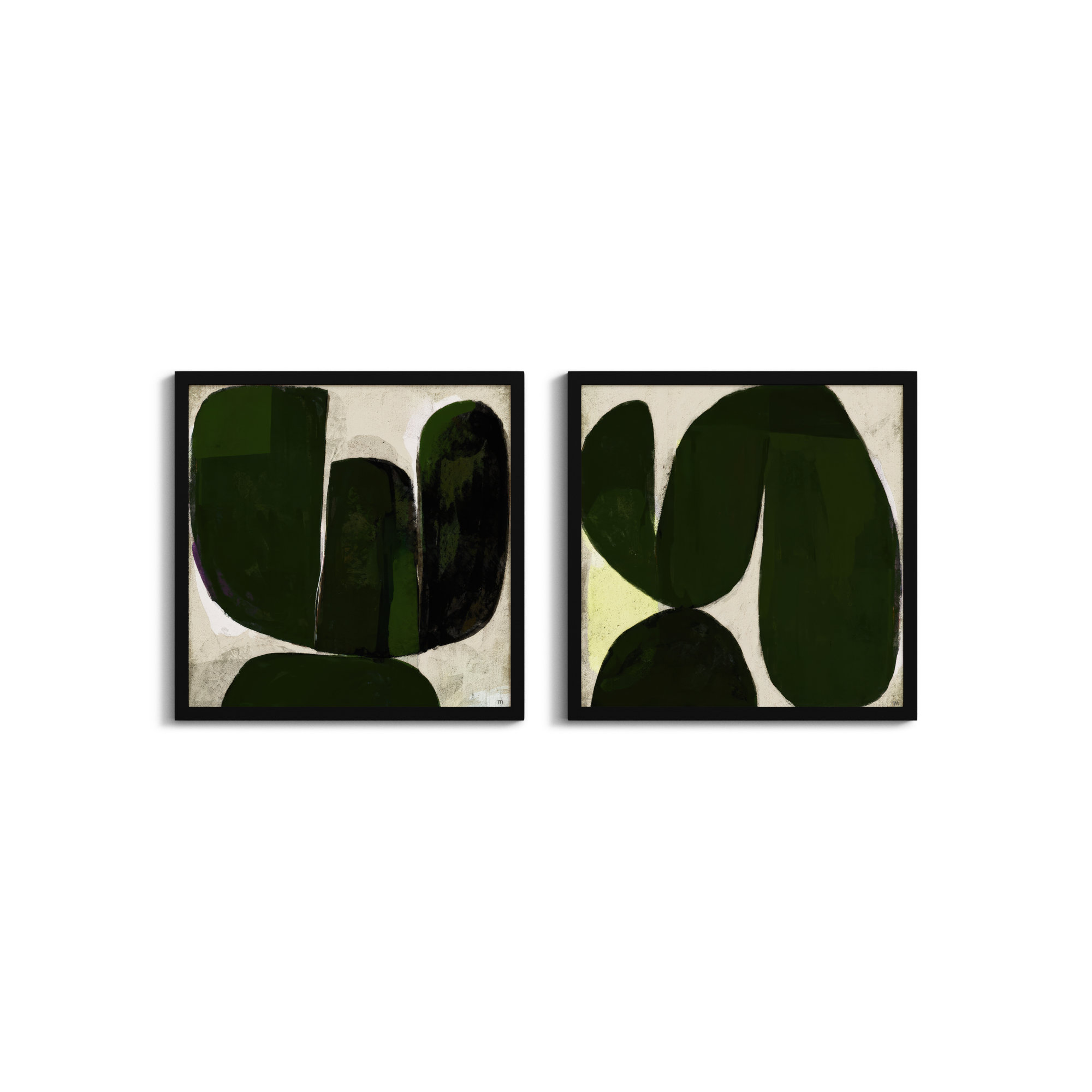 Succulent Set Of 2 by StudioM, Black, 24" H x 24" W x 1.25" D