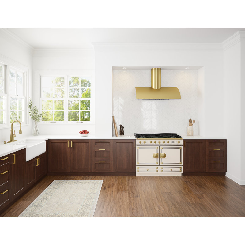 Zephyr Okeanito 36 in. Wall Mount Range Hood with LED Lights, Brushed Gold, 36"