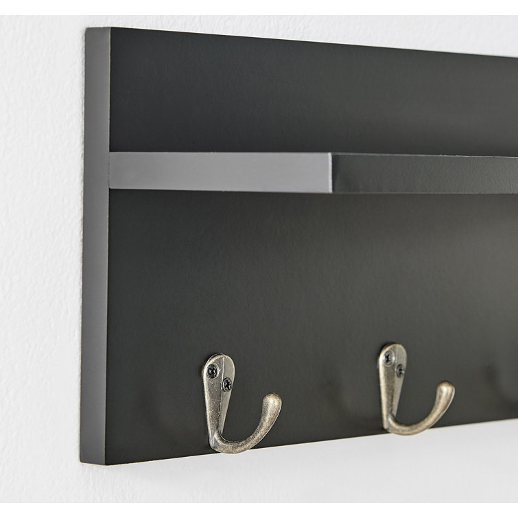 Hines Wall Mail Organizer with Key Hooks Dotted Line Finish: Black