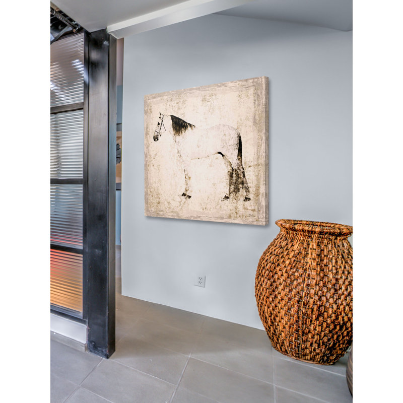 White Horse Canvas Print with Sustainable Wood Frame