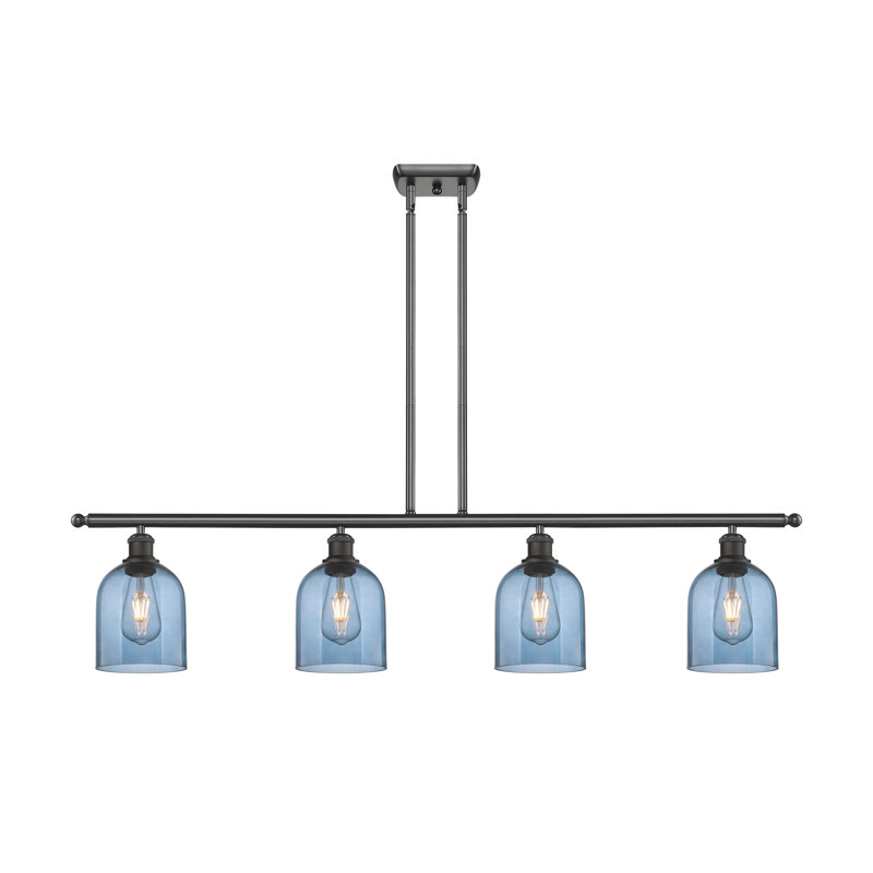 Odaniel 4 - Light Kitchen Island Pendant, Princess Blue, Oil Rubbed Bronze