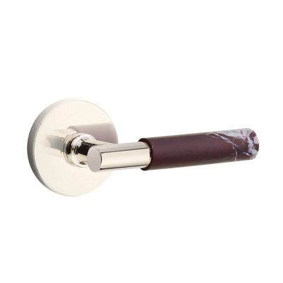 Emtek Select Passage Leverset w/ Disc Rosette & T-Bar Stem, Rosso Levanto Marble Lever (CF)