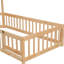 Lit simple au sol avec tête de lit en forme de maison et clôture de garde-corps - Structure en pin-1359313040