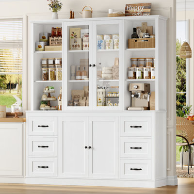63" W Kitchen Pantry with 6 Drawers, Adjustable Shelves by Lark Manor