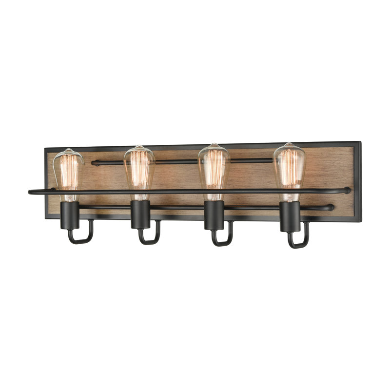 Éclairage pour salle de bain 4 lumières de 27 po de large Copley - noir mat, Quatre lumières, H 8 po x l 27 po x P 6 po