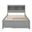 Lit double en bois de pin - Conception de plateforme avec prises USB, 3 tiroirs, tête de lit et lit gigogne-1180284226