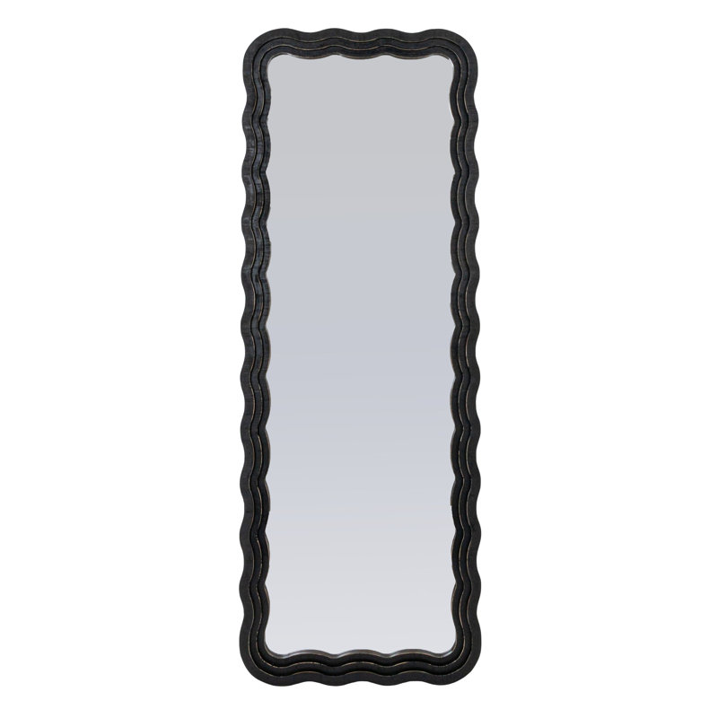 Veronica Wavy Framed Wall Mirror, Black