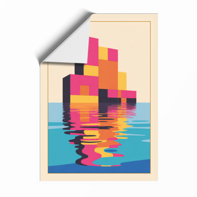Floating Blocks Reflected Modern - Print