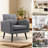 17.5" H Mid-Century Fabric Upholstered and Tufted Arm Chair with Rubber Wood Legs in Multicolor In Gray (set of 2)-480896541