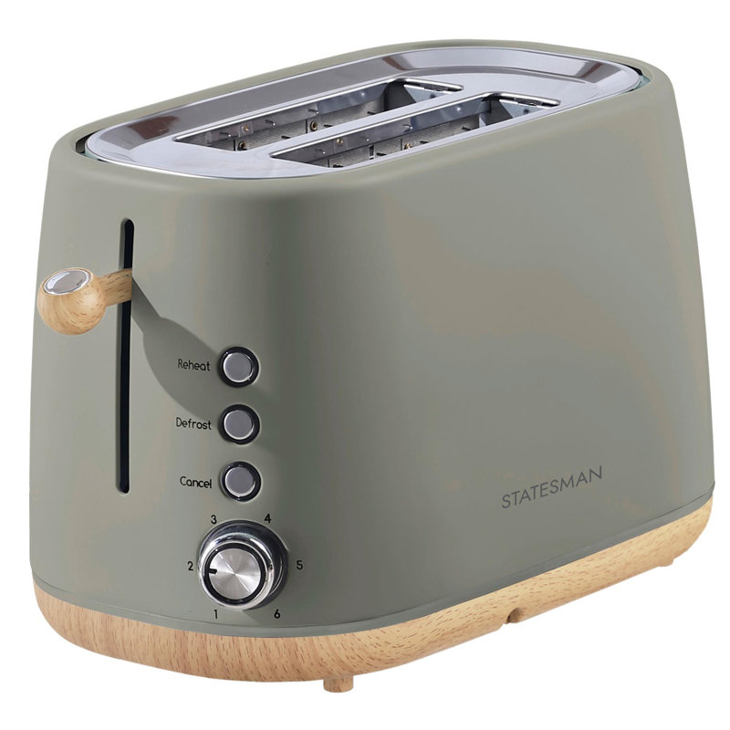 Statesman 2 Slice Scandi Toaster Grey/Blue, Green