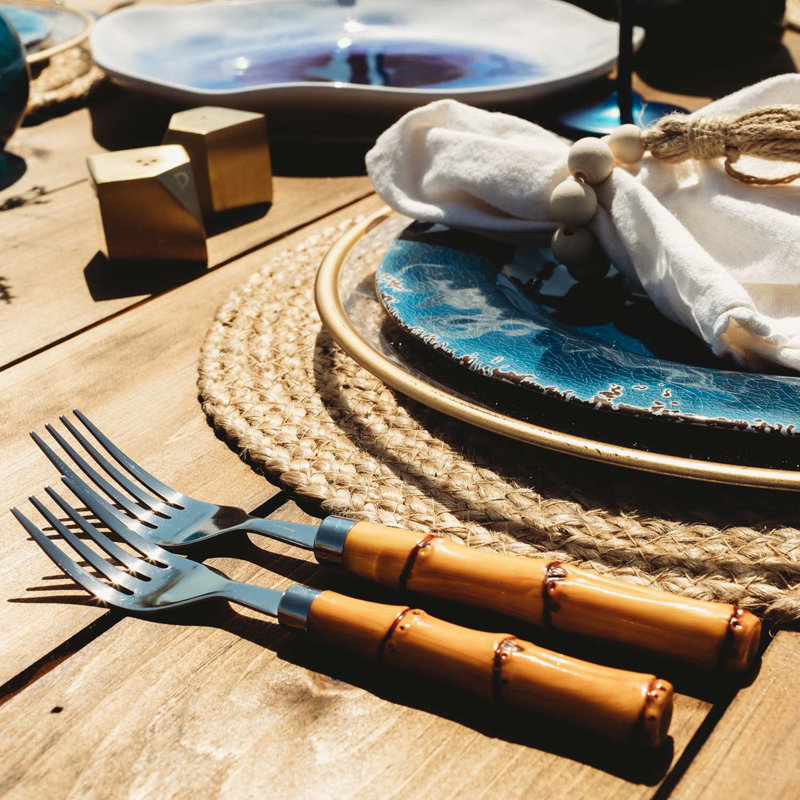  Cambridge Bamboo Handle 20-Piece Flatware Set