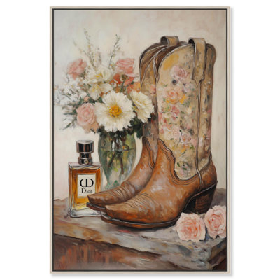 Delicate Floral Boots Canvas Fashion Art Print by 