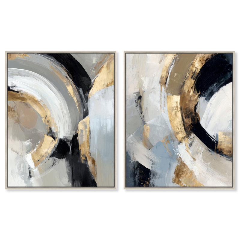 «Golden Archway Duo», ensemble de reproductions d'art encadrées sur toile dorées par Art Remedy, cadre argenté, 30 x 36