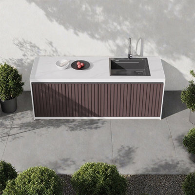 All-Weather Aluminum Wash Basin with Stone Counter