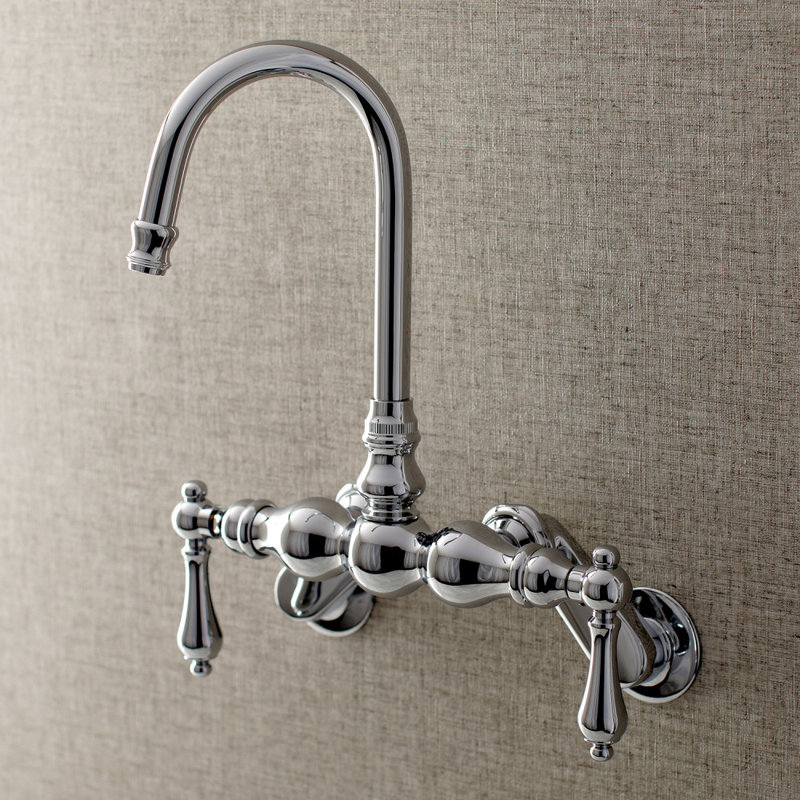 Kingston Brass Aqua Vintage Two-Handle 2-Hole Tub Wall Mount Clawfoot Tub Faucet, Polished Chrome