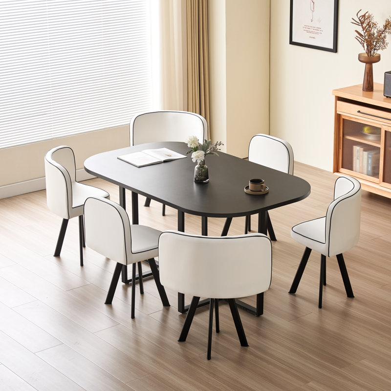 Leavittsburg 6 - Person Dining Set, White, Black