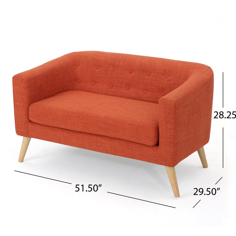 Decato 51.5'' Upholstered Loveseat, Orange 100% Polyester, 28.25" H x 51.5" W x 29.5" D
