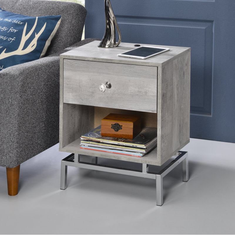 Breyelle End Table with Storage, Light Gray