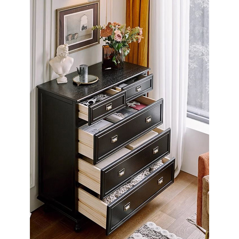 Commode noire chic avec tiroirs en métal