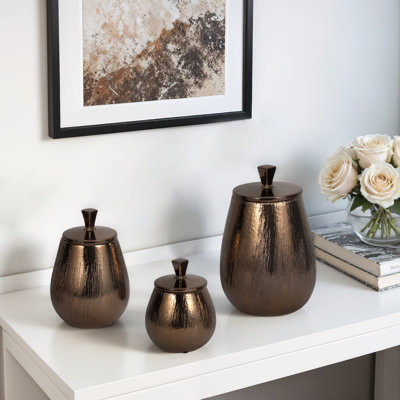 Set Of 3 7/9/11" Tiziano Bronze Jars