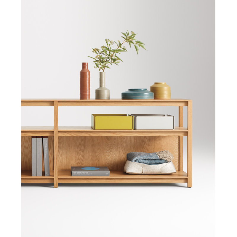 Open Plan Etagere Storage Bookcase, (2 Shelves) 26" H x 80" W x 13" D, White Oak