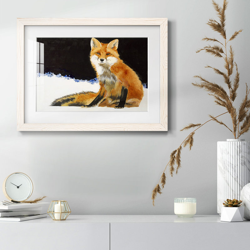 Renard encadré sur toile, Blanc, H 22 po x l 32 po x P 1,5 po