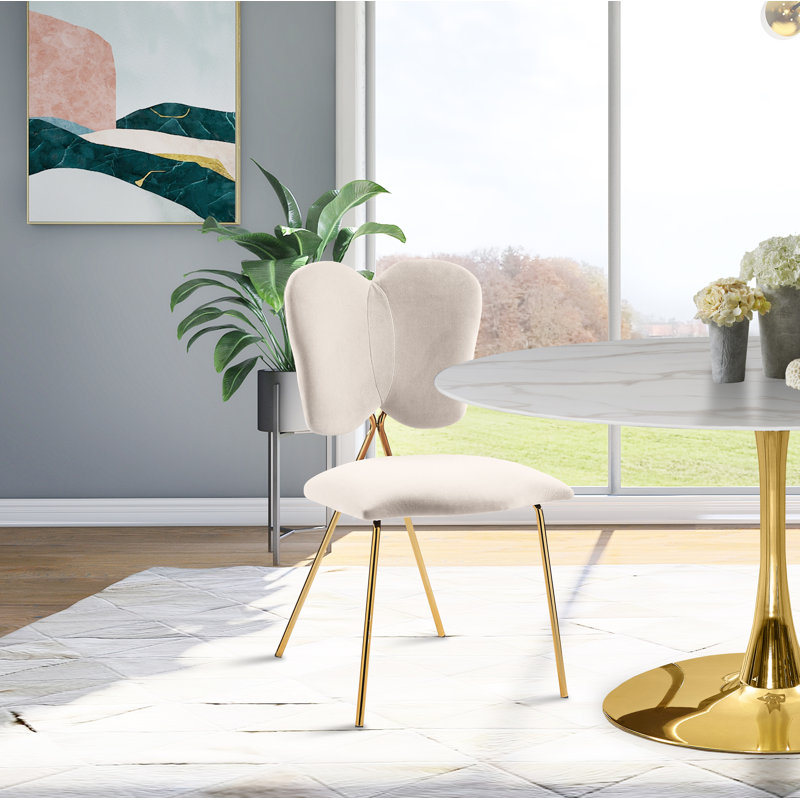 Chaise d'appoint rembourrée en velours Angel, Velours crème