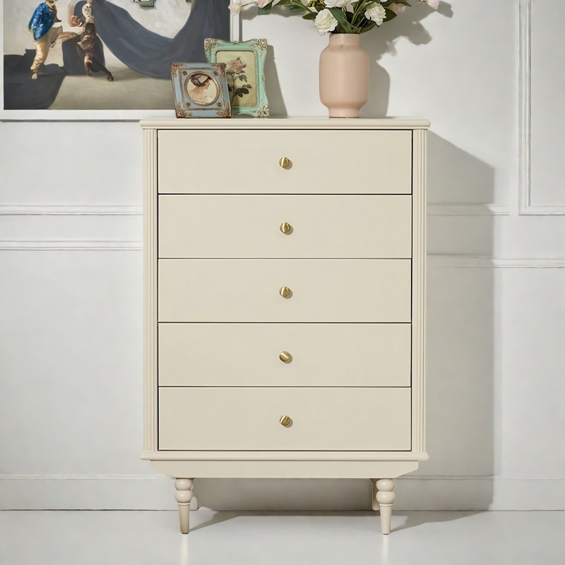 Commode d'appoint simple en bois massif blanc