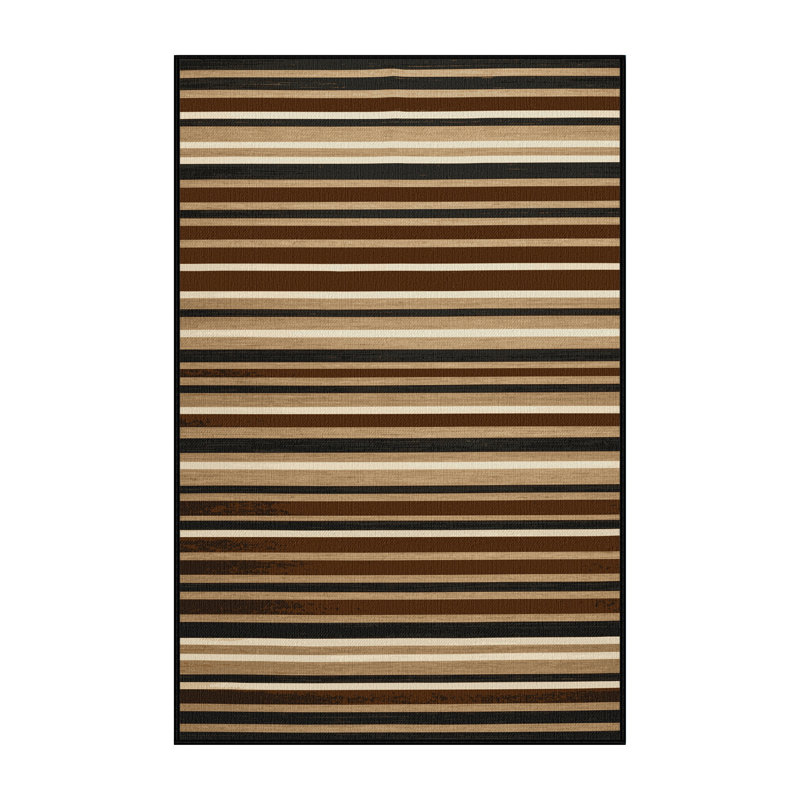 Washable Cognac Light Beige Striped Area Rug, Runner 2' x 4'