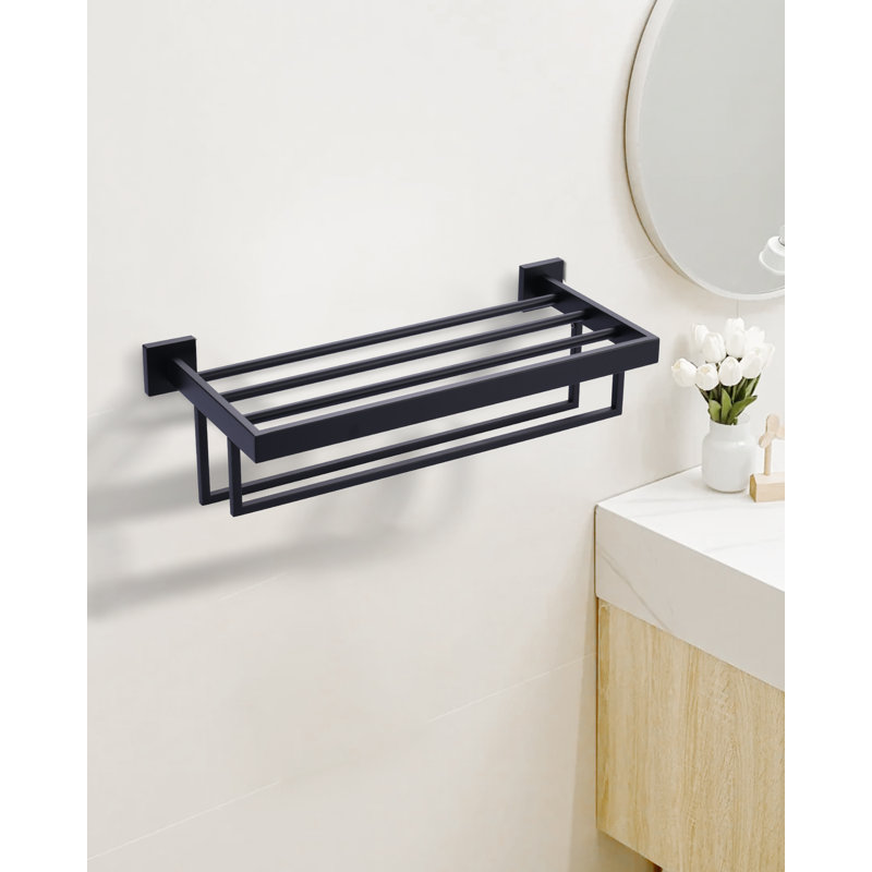 Matte Black 20 Inch Stainless Steel Wall Mounted Towel Rack