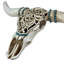 Sculpture murale de style sud-ouest en résine blanc cassé avec des accents turquoise, 13 pouces de haut