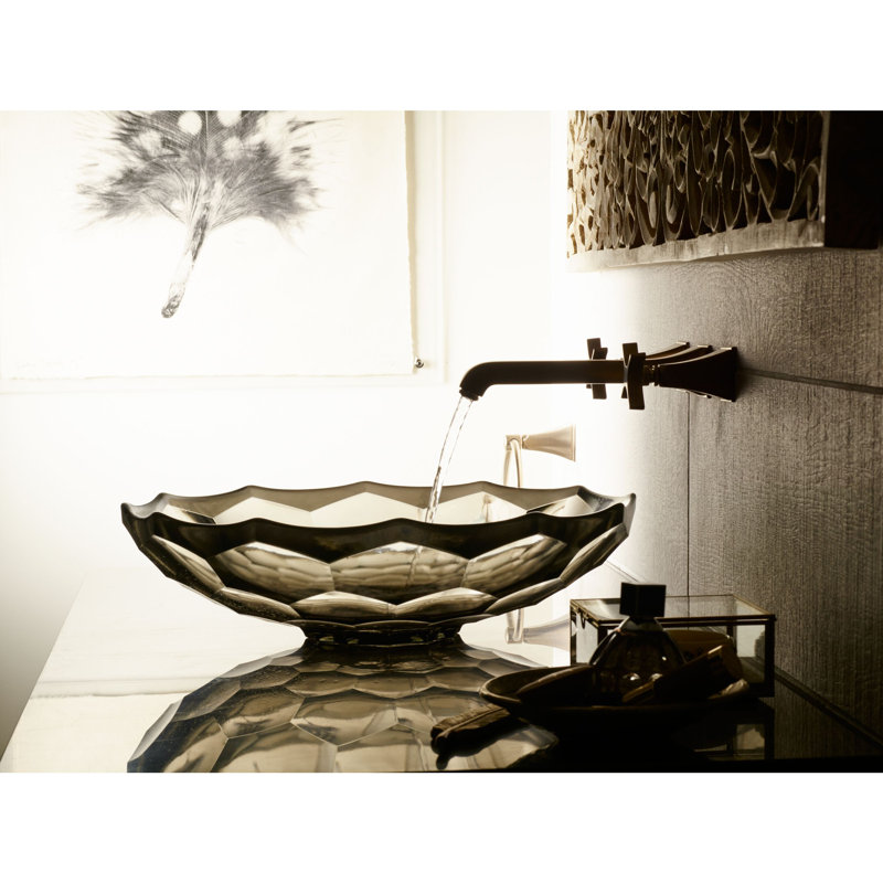 Kohler Briolette, Artist Editions Oval Faceted Glass Bathroom Vessel Sink, Translucent Doe