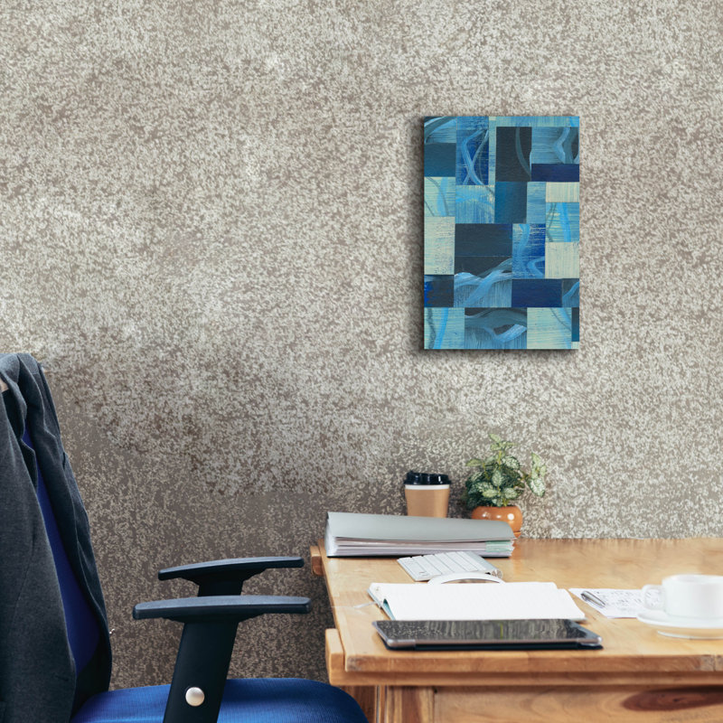 «Denim Blocks I» par Regina Moore, art mural sur toile, 18 po x 26 po, H 18 po x l 12 po x P 0,75 po
