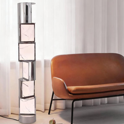 Silver Stainless Steel + Acrylic Free form Floor Lamps