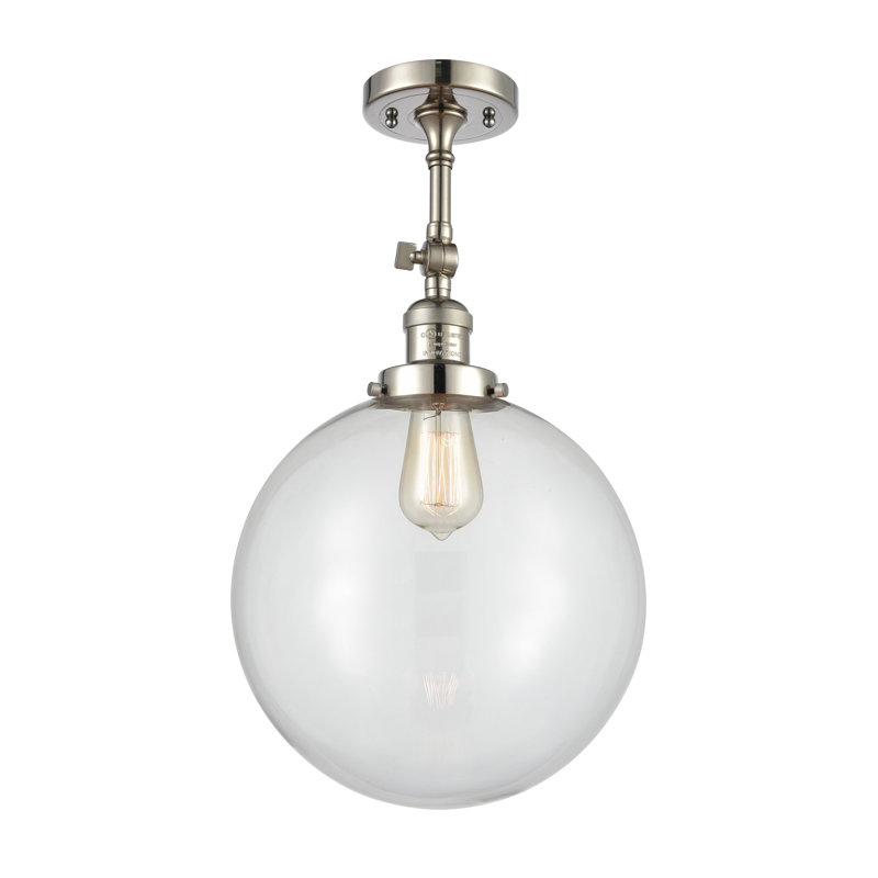 Plafonnier semi-encastré 1 lumière 12 "ciacchi, Transparent, DEL, Nickel poli
