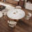 5 - Piece Mid-Century Round Pedestal Kitchen Dining Table Set With 4 Upholstered Chairs-463242854-441866751