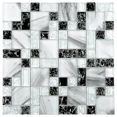 Crackle 11.75'' X 11.75'' Glossy Glass Subway Tile