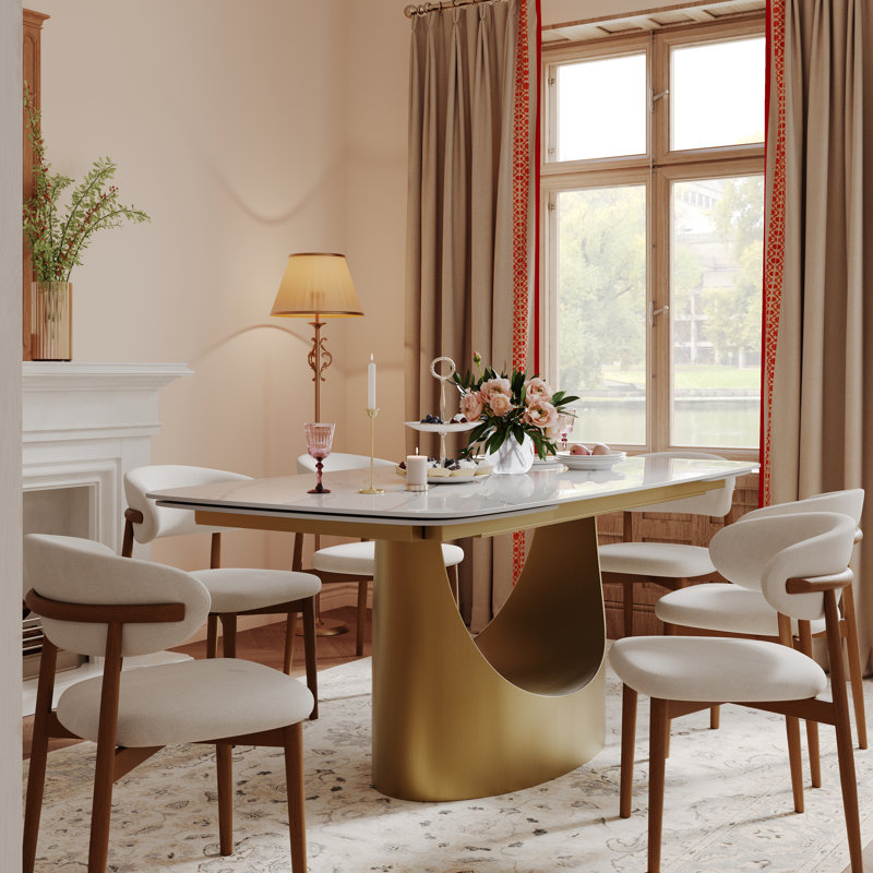 63-94.5" Modern Extendable Dining Table With 8 Dining Chairs