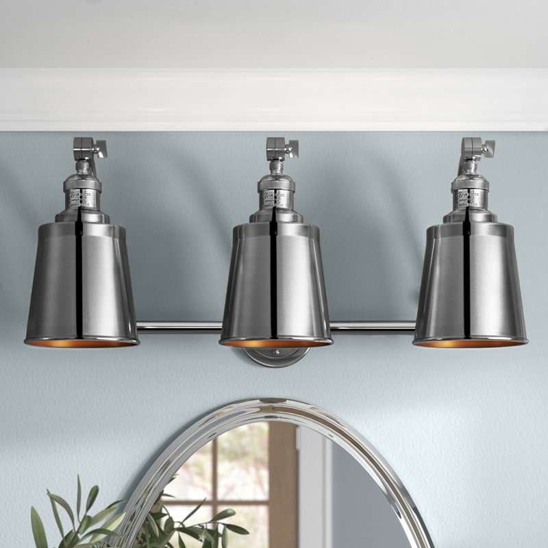 Éclairage pour salle de bain à 3 lumières à intensité variable Lavender Hill, Nickel satiné brossé, Chrome poli