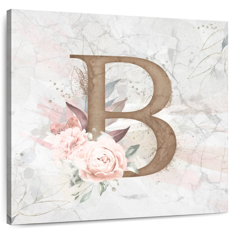 Monogramme Tergel B floral, H 16 po x l 16 po