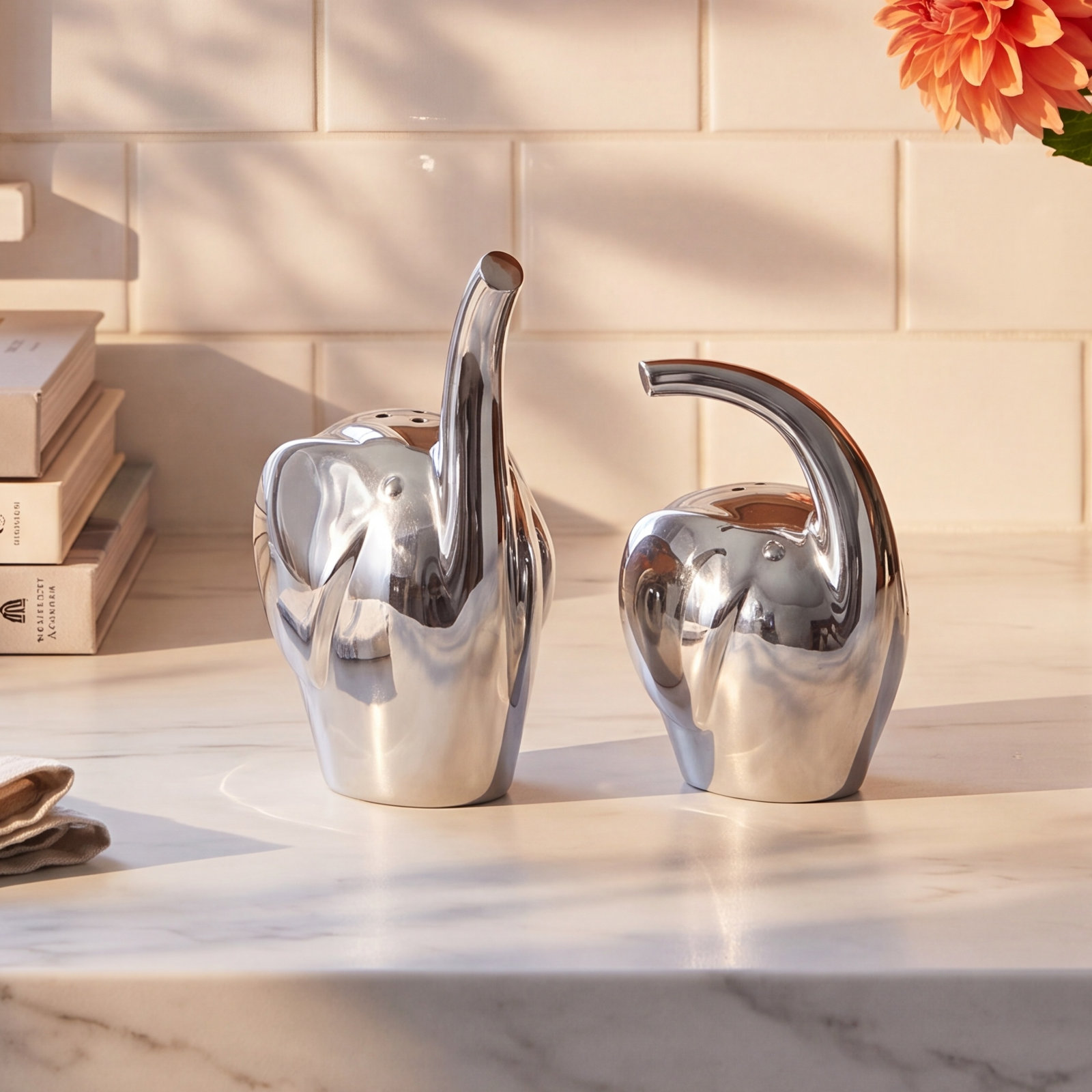 Nambé Savanna Elephant Salt and Pepper Shakers