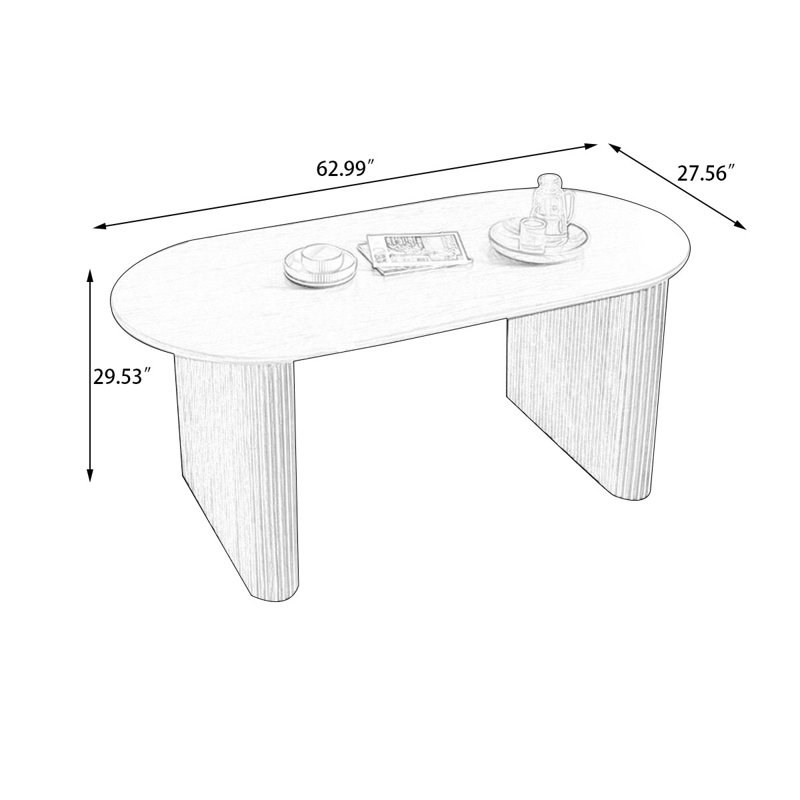 Brown Oval Solid Wood Dining Table, 29.53"H x 62.99"L x 27.56"W