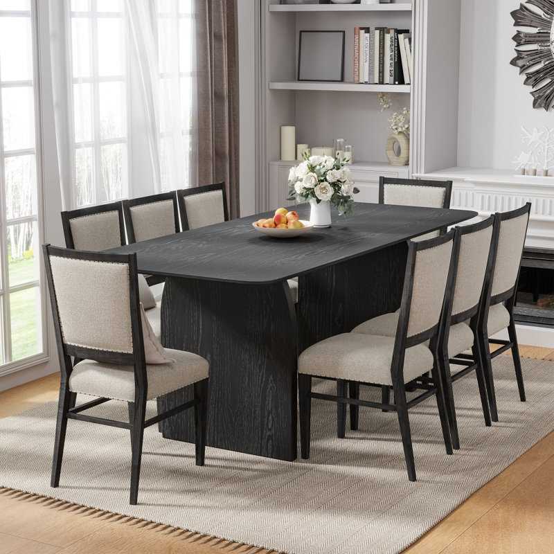 Rectangle Wood Dining Table, 30"H x 79"L x 33.5"W, Black