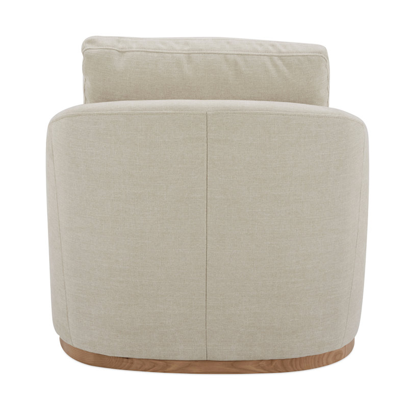 Upholstered Swivel Armchair, Beige 100% Polyester